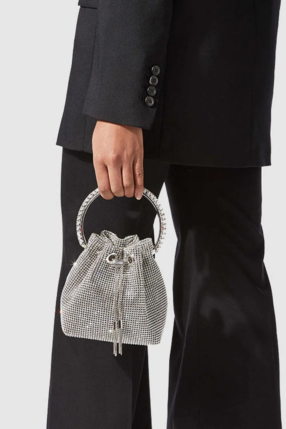 Women’s Small Rhinestone Clutch Bucket Bags