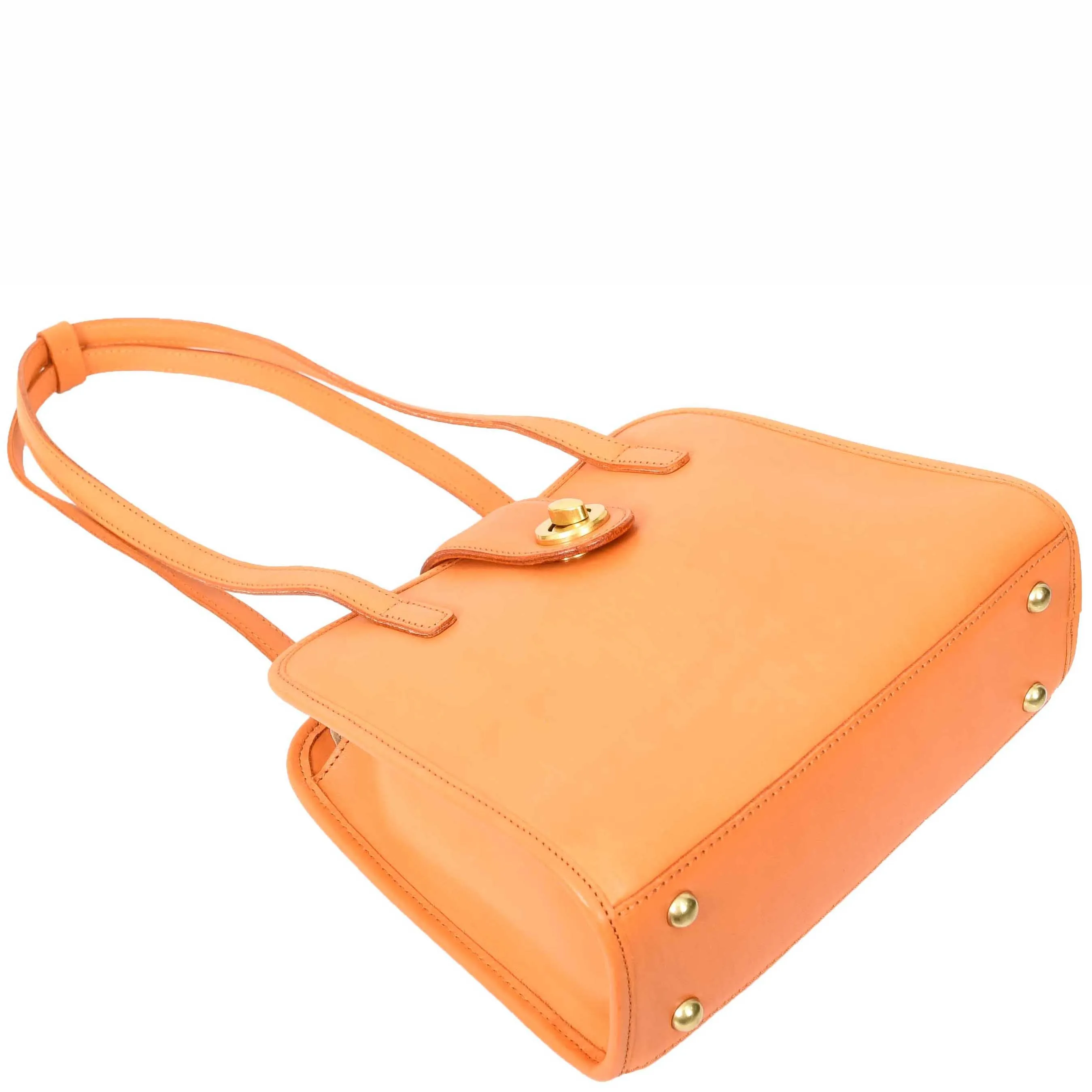 Womens Tote Leather Bag Small Size Trendy Handbag HOL833 Tan