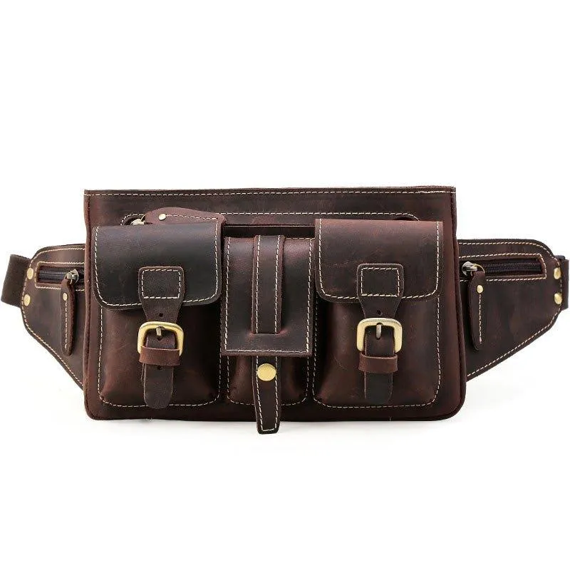 Woosir Leather Belt Bag with Pockets