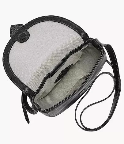 ZB1853001 - Fossil Harwell Black Leather Small Flap Crossbody Bag For Women